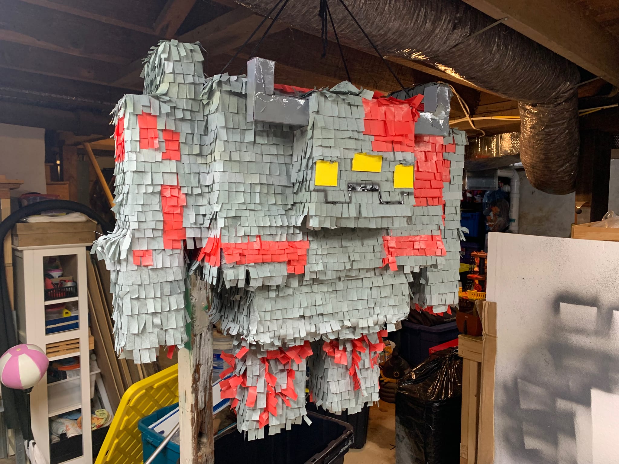 Completed Redstone Monstrosity piñata with all details added.