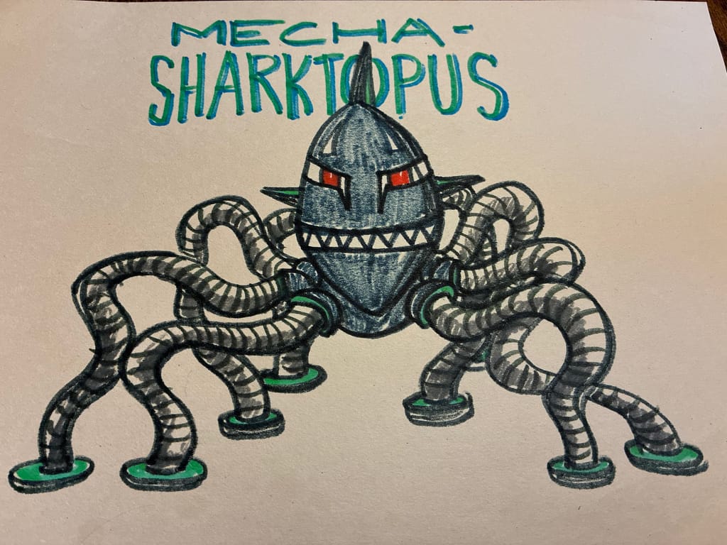 Mecha Sharktopus is not to be trifled with.